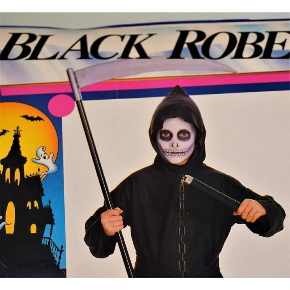 Halloween Black Robe Vintage Kids Costume Haunted House Sz Large (12-14) - Picture 2 of 7